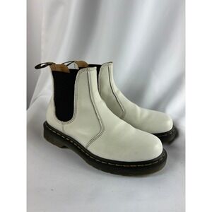 Dr. Martens 2976 YS White Leather Chelsea Boots Yellow Stitch Size 7 US L